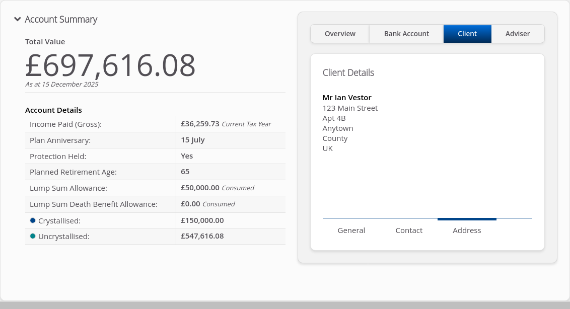 Role-Adviser > 05 Account Summary > Summary tabs